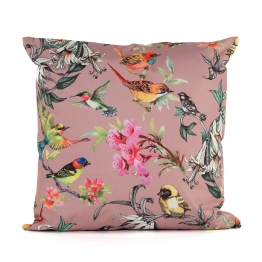  Μαξιλάρι Εξωτερικού Χώρου Polyester Αδιάβροχο Floral Σομόν Πουλιά 45x45εκ. MSA 20-19-553
