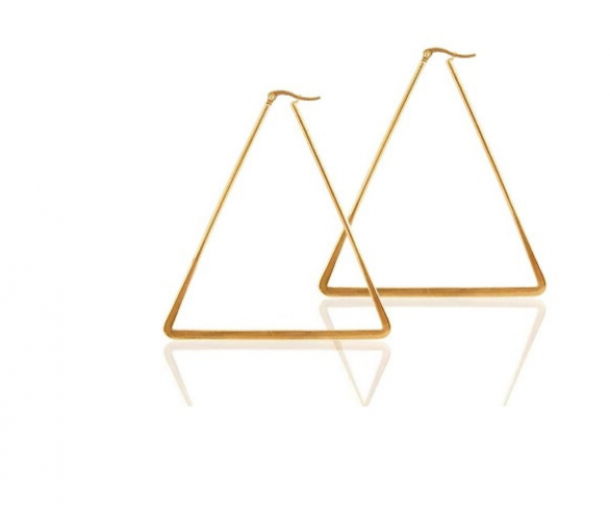 Σκουλαρίκια Κρίκοι Τρίγωνο Ανοξείδωτο Ατσάλι Χρυσοί 4,5x4,5εκ. 24-6025