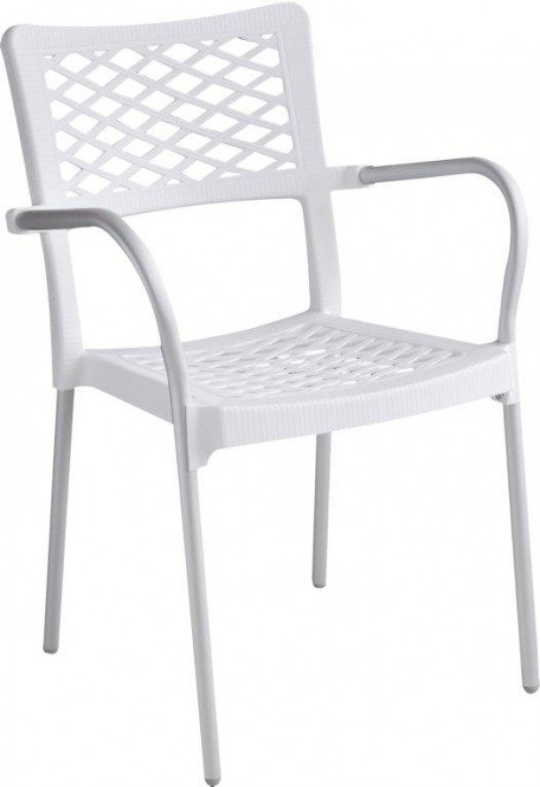 Καρέκλα Εξωτερικού Χώρου Αλουμινίου-Πλαστική 55x48x83εκ. SI040/W | 24home.gr