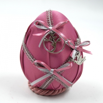 Πασχαλινό Διακοσμητικό Αυγό Γυάλινο Με Ροζ Σατέν Ύφασμα Royal Art 11εκ. GOU21/8/10DP