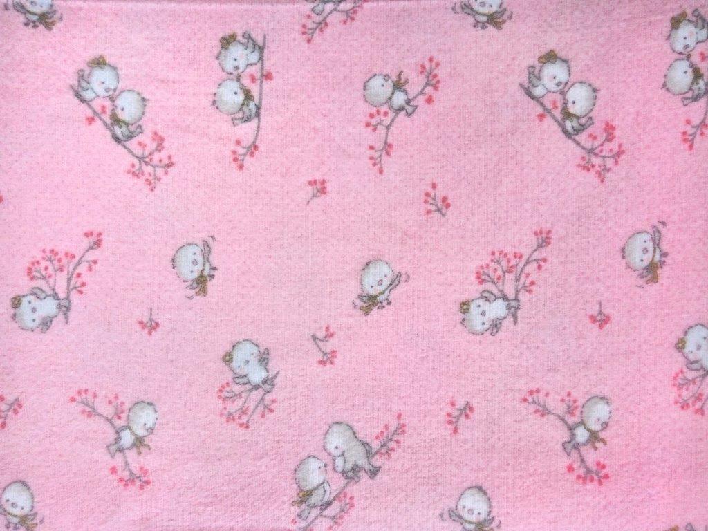 Σεντόνι Λίκνου Φανελένιο Μεμονωμένο 80x110εκ. Birds 15 Pink Dimcol (Ύφασμα:  Φανέλα, Χρώμα: Ροζ) - DimCol - 1914453708601579